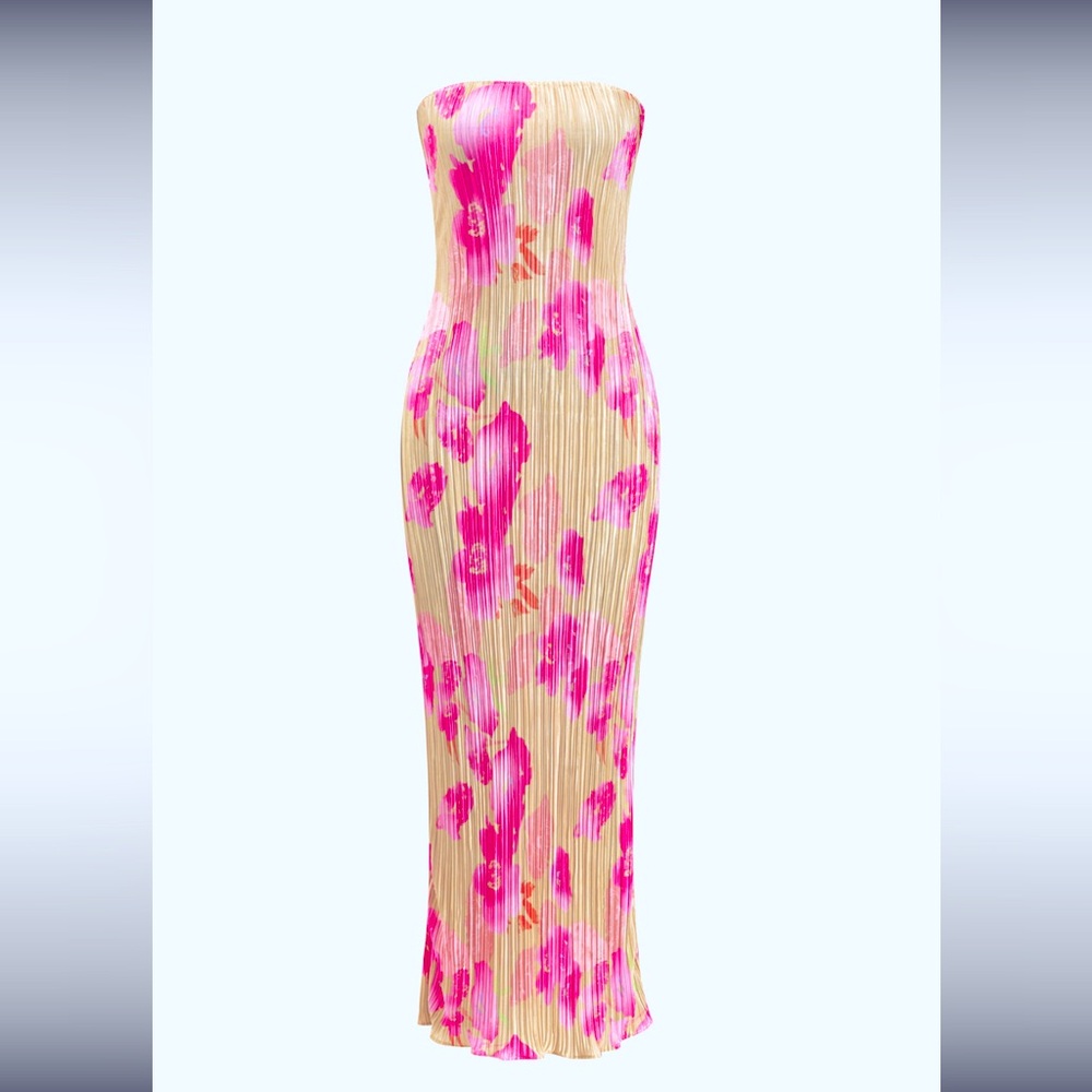 Floral Pink and Gold Women's Dress